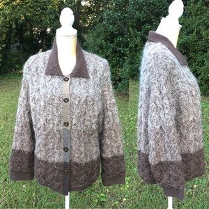 Susan Bristol Hand Knit Mohair Wool Size L Jacket